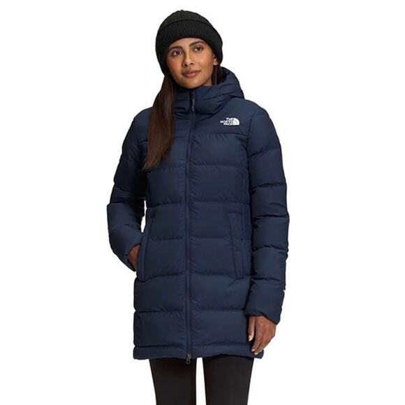 NWT The North Face Gotham Parker Puffy Jacket Navy Blue Hooded Down Womens XS - Picture 1 of 3